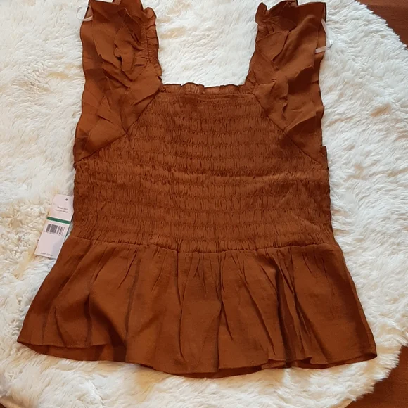 SOLD*Nanette Lepore Glazed Ginger Ruched Top Ruffle Bottom & Sleeves, Large, NWT - Picture 11 of 11